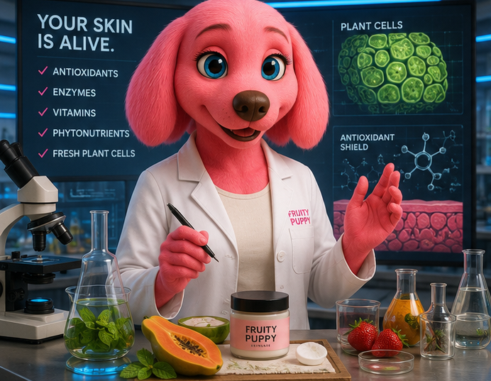 Fruity Puppy Original jar photograph, refrigerated fresh biological skincare Big Island made